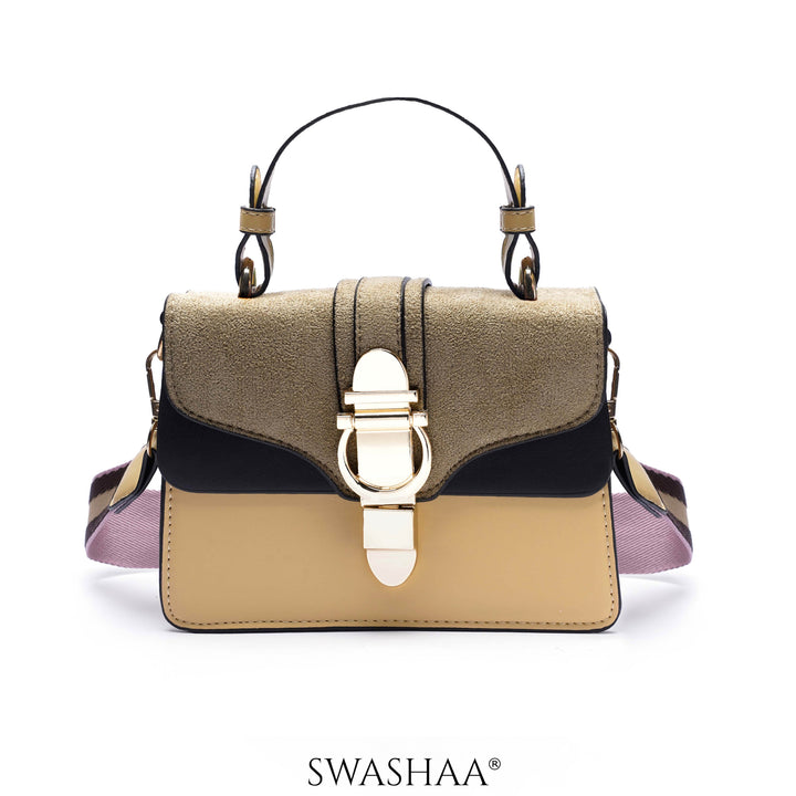 Aria Cream Wood Leather Sling Bag