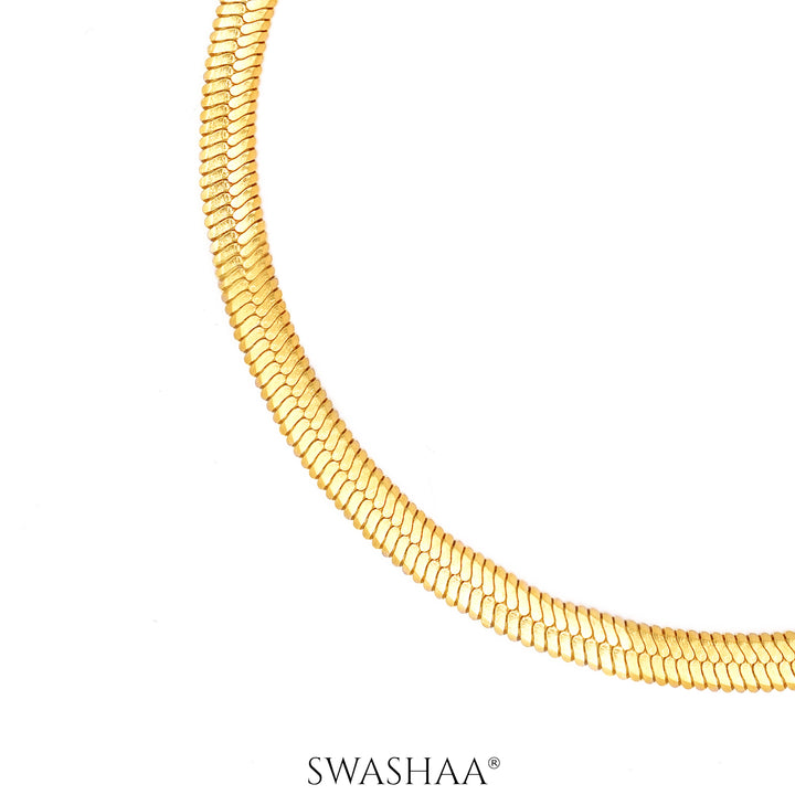 Aanya Sleek Herringbone Chain 18K Gold Plated Women's Anklet