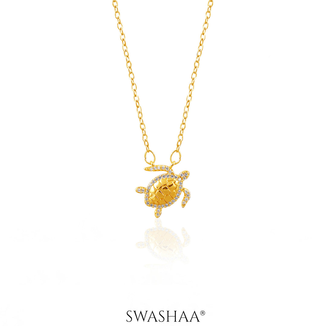 Amara Shell Of Serenity Studded 18K Gold Plated Necklace