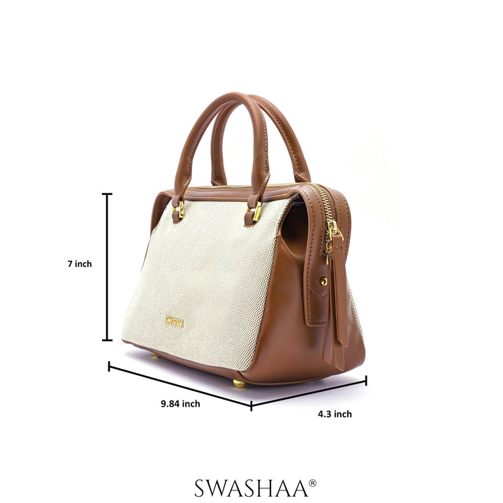 Angee White Beige Leather Hand Bag