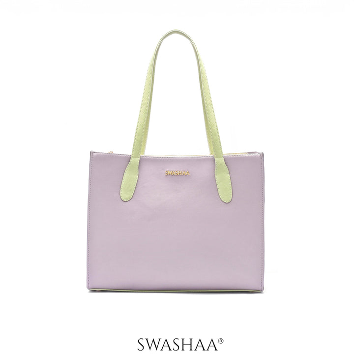 Ashno Lavender Leather Tote Bag