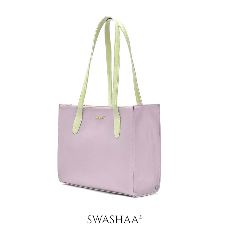 Ashno Lavender Leather Tote Bag