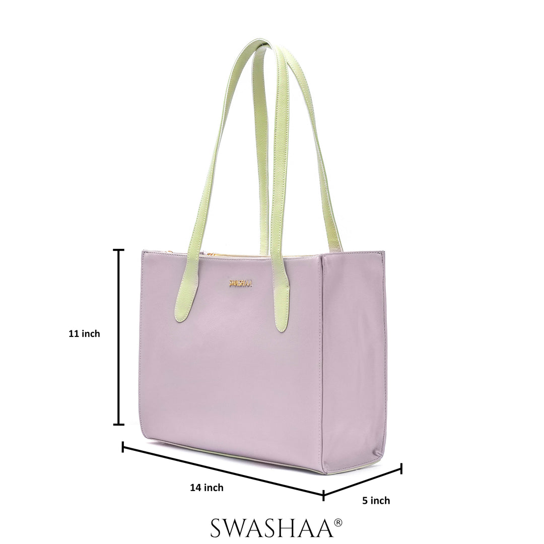 Ashno Lavender Leather Tote Bag