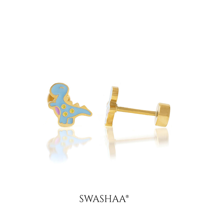 Blue Dina 18K Gold Plated Kid's Earrings