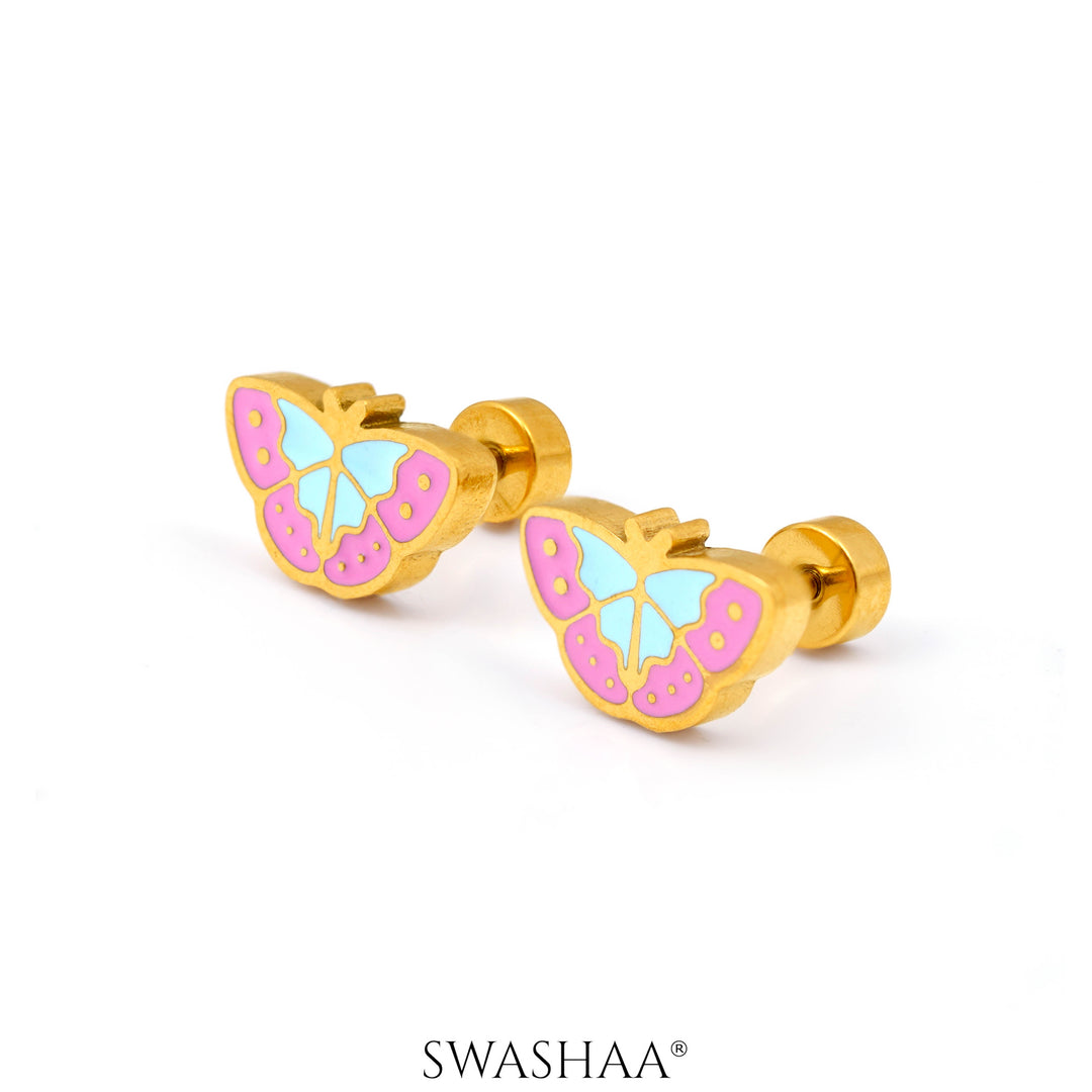 Bubbly Butterfly 18K Gold Plated Kid's Earrings