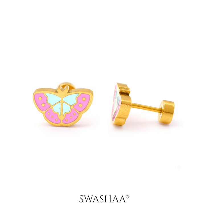 Bubbly Butterfly 18K Gold Plated Kid's Earrings