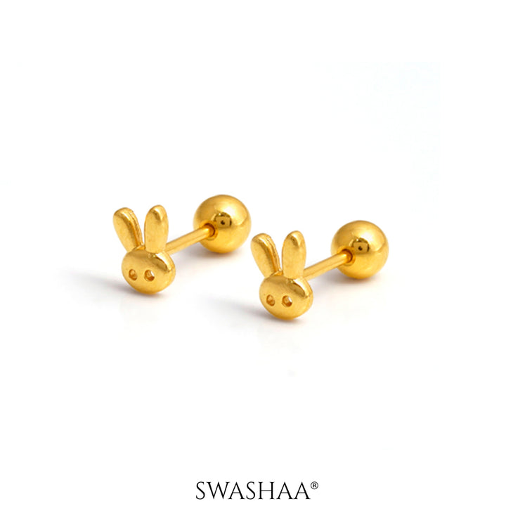 Bun Bun 18K Gold Plated Kid's Earrings