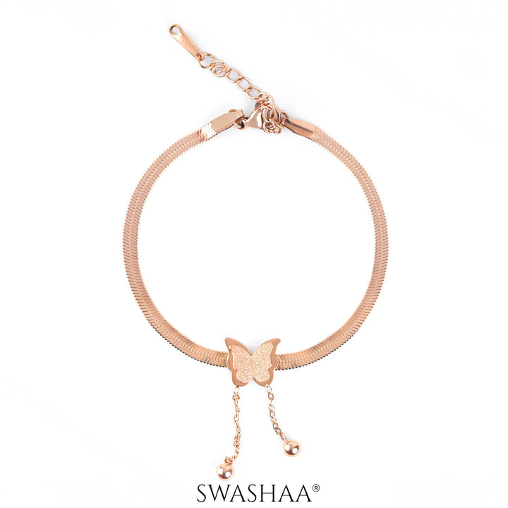 Butterfly Snake Chain Rosegold Plated Bracelet