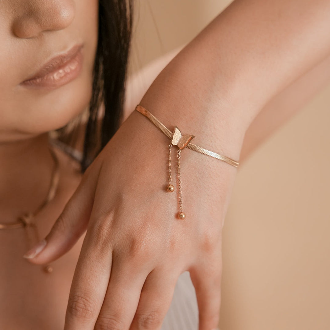 Butterfly Snake Chain Rosegold Plated Bracelet