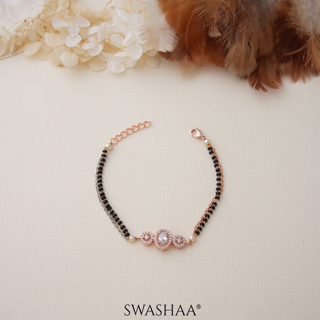 Cali Solitaire Rosegold Plated Mangalsutra Bracelet