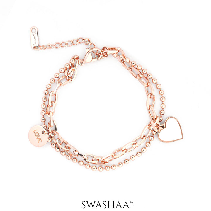 Dainty Heart Rosegold Plated Bracelet