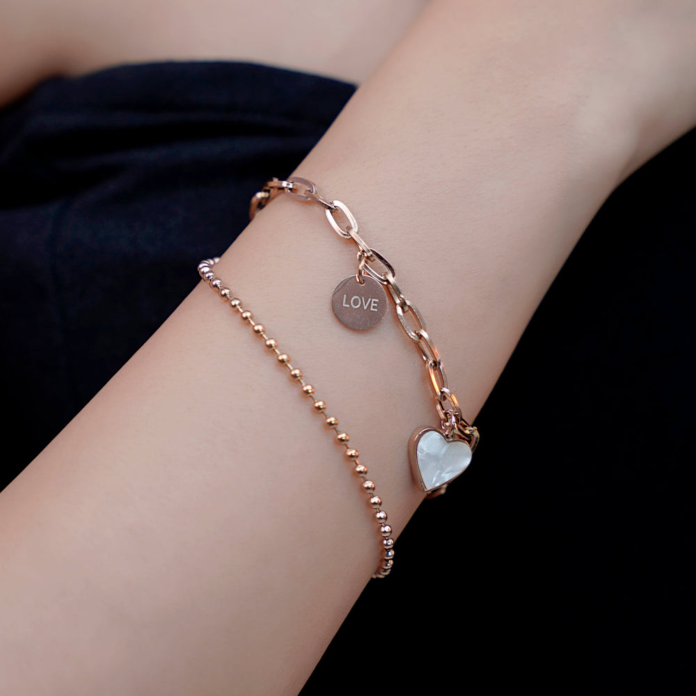 Dainty Heart Rosegold Plated Bracelet - Swashaa