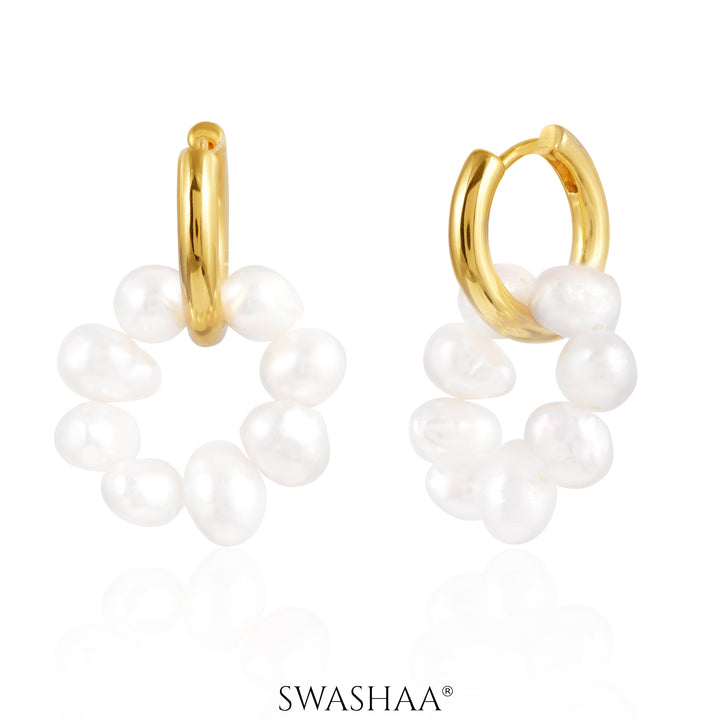 Davina Pearl 18K Gold Plated Hoop Earrings