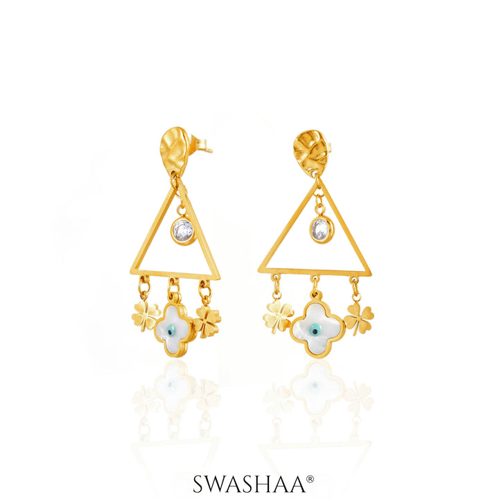 Dazzle Clover 18K Gold Plated Earrings