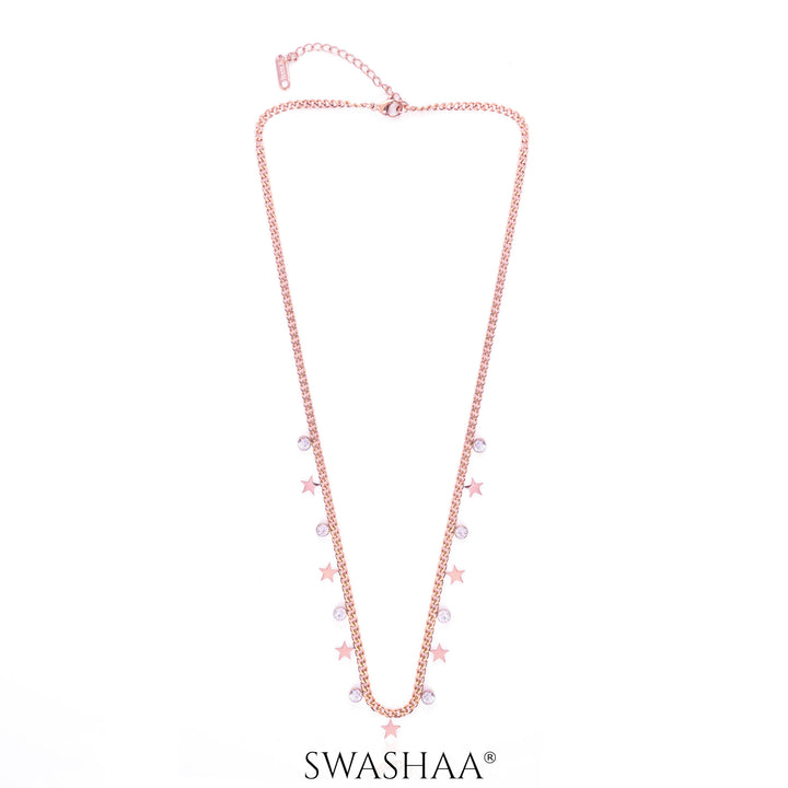 Diamond Star Rosegold Plated Necklace