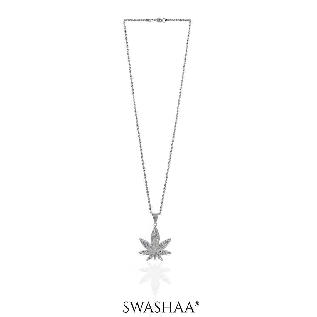 Dope Leaf Silver Men's Chain Pendant