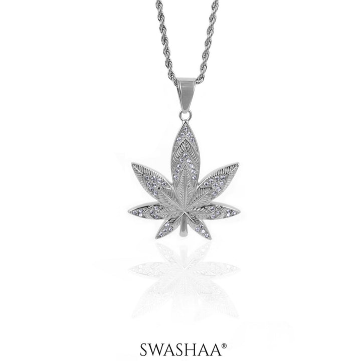 Dope Leaf Silver Men's Chain Pendant