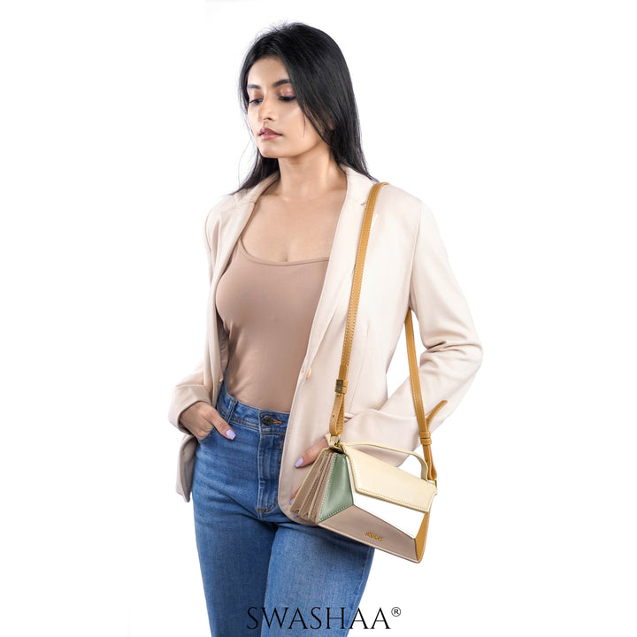 Drea Cream Leather Sling Bag