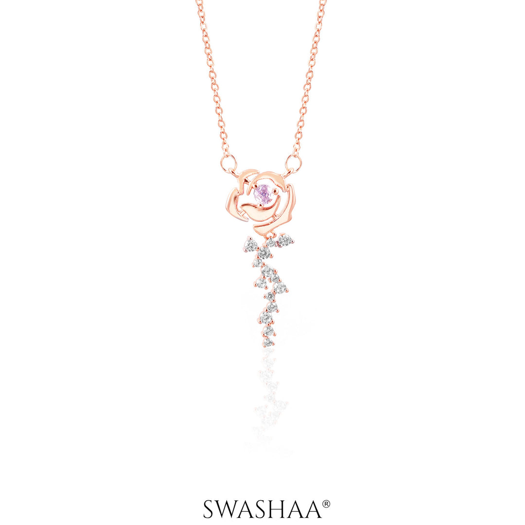 Elaria Blush Vine Rosegold Plated Necklace