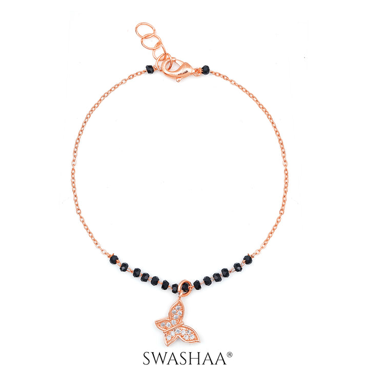 Eva Butterfly Rosegold Plated Mangalsutra Bracelet