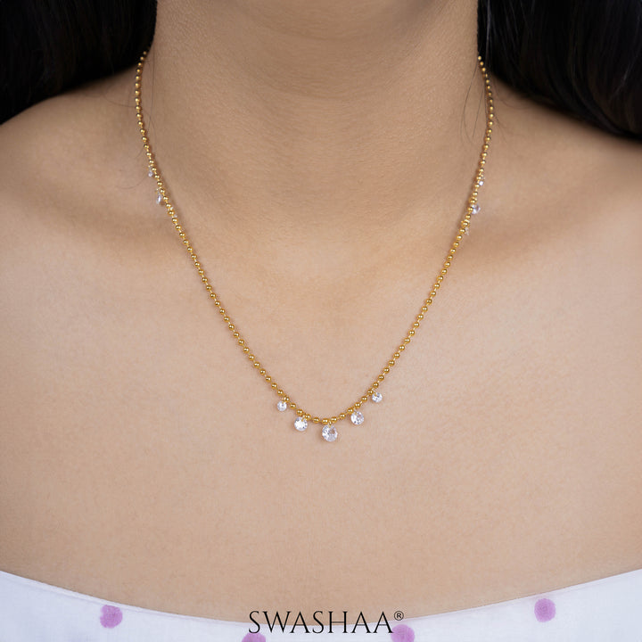 Glimmering Raindrop 18K Gold Plated Necklace