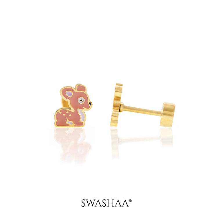 Goofy Deer 18K Gold Plated Kid's Earrings