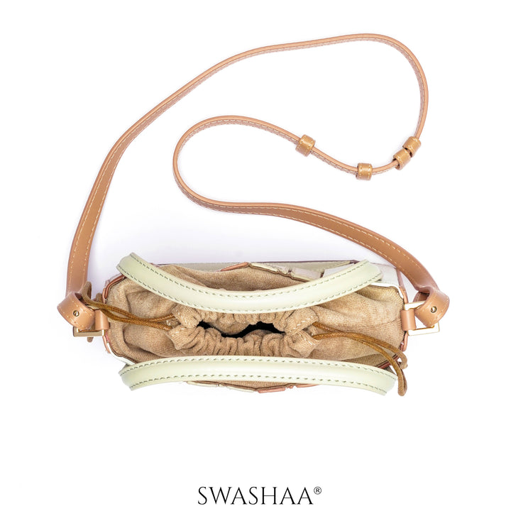 Grace Beige Leather Sling Bag