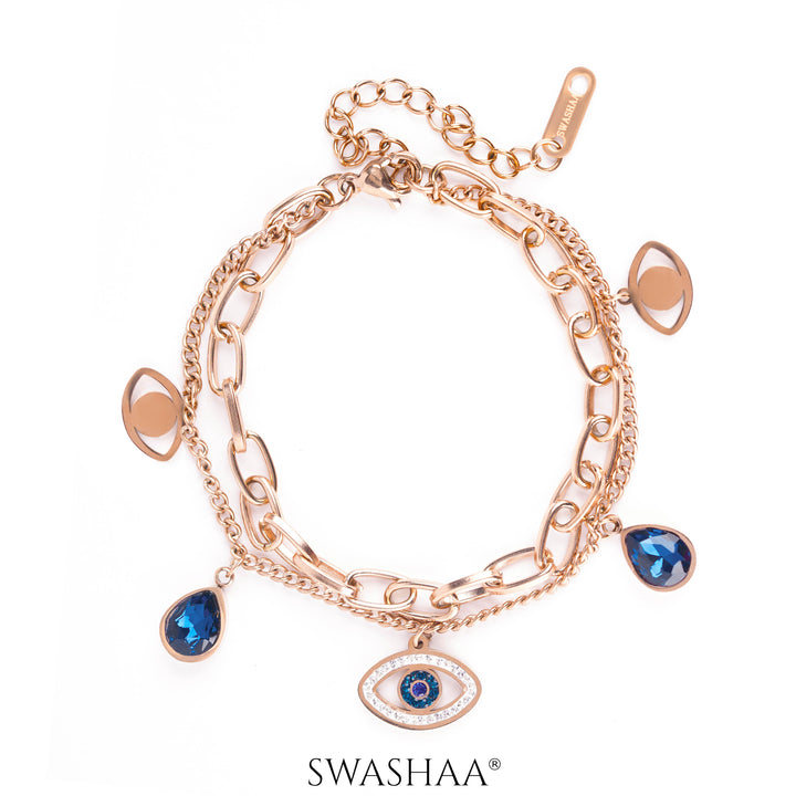 Gracie Evil Eye Rosegold Plated Bracelet