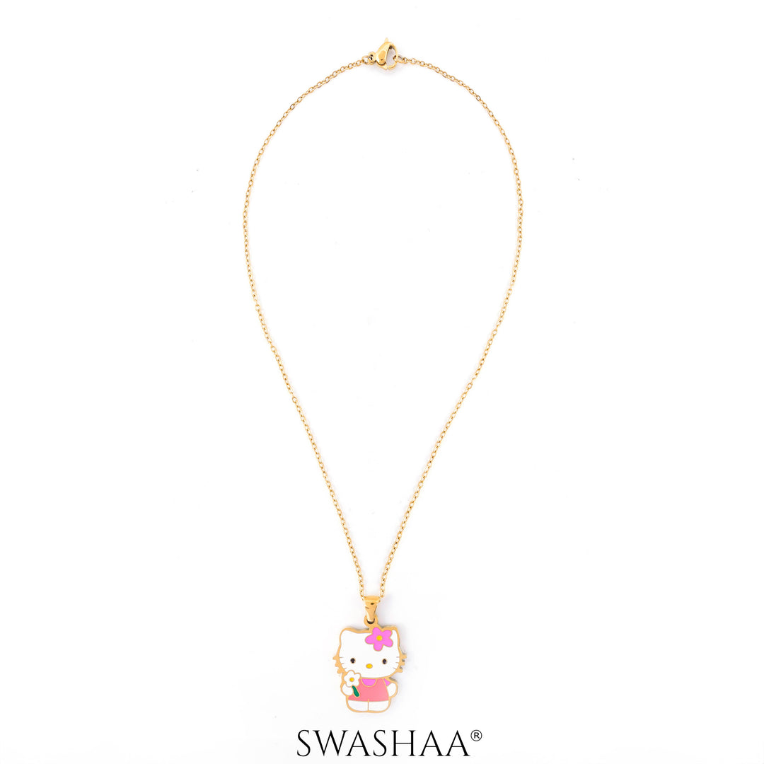 Hawa Cutie Kitty 18K Gold Plated Kid's Pendant Necklace Set