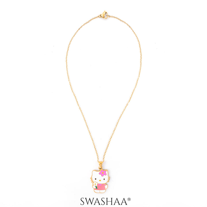 Hawa Cutie Kitty 18K Gold Plated Kid's Pendant Necklace Set