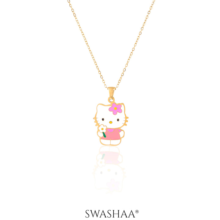 Hawa Cutie Kitty 18K Gold Plated Kid's Pendant Necklace Set