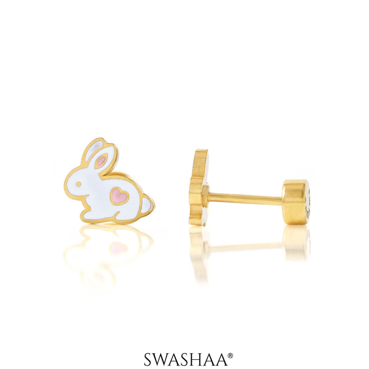 Hopkin Rabbit 18K Gold Plated Kid's Earrings