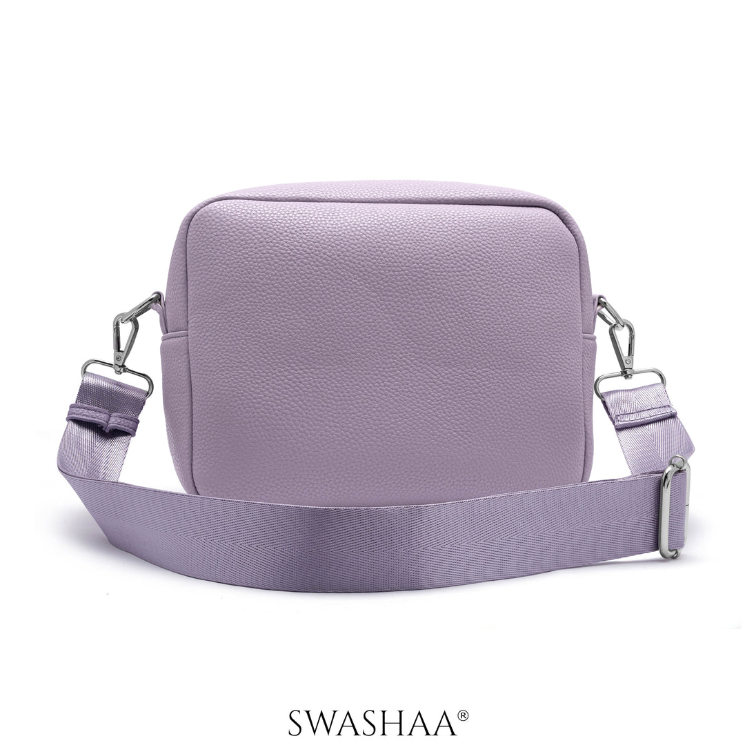 Lilac Two Pocket Leather Shoulder Bag