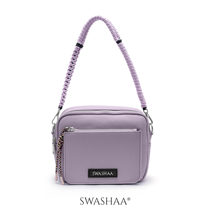 Lilac Two Pocket Leather Shoulder Bag