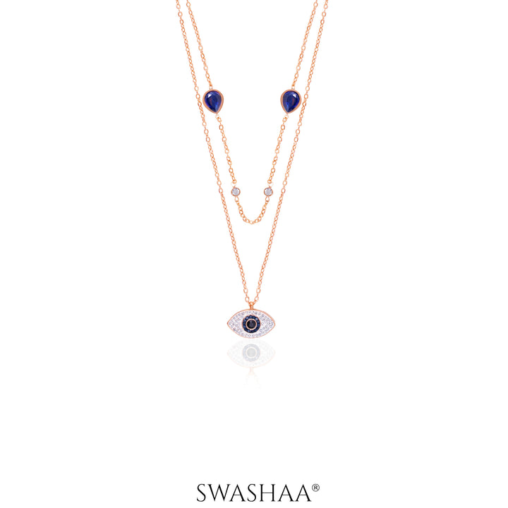 Layered Evil Eye Rosegold Plated Necklace