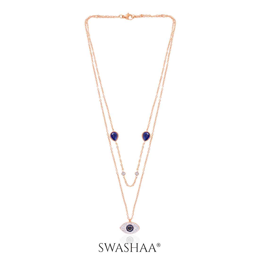 Layered Evil Eye Rosegold Plated Necklace