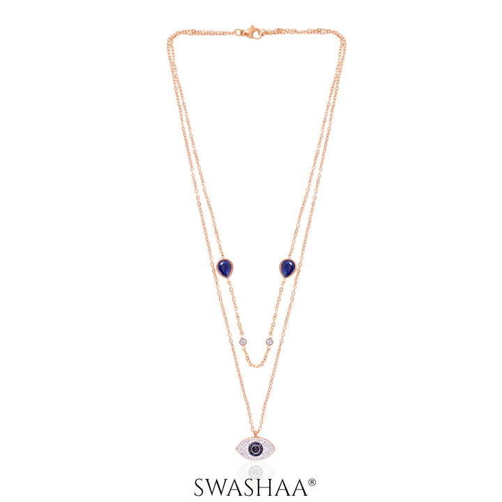 Layered Evil Eye Rosegold Plated Necklace