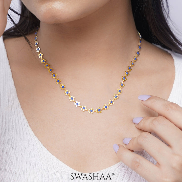 Madona Blue 14K Gold Plated Necklace