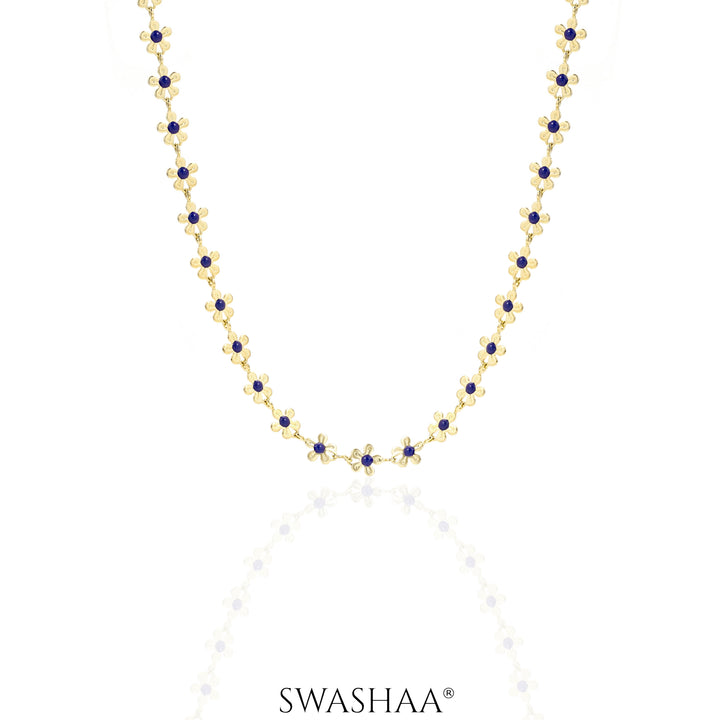 Madona Blue 14K Gold Plated Necklace