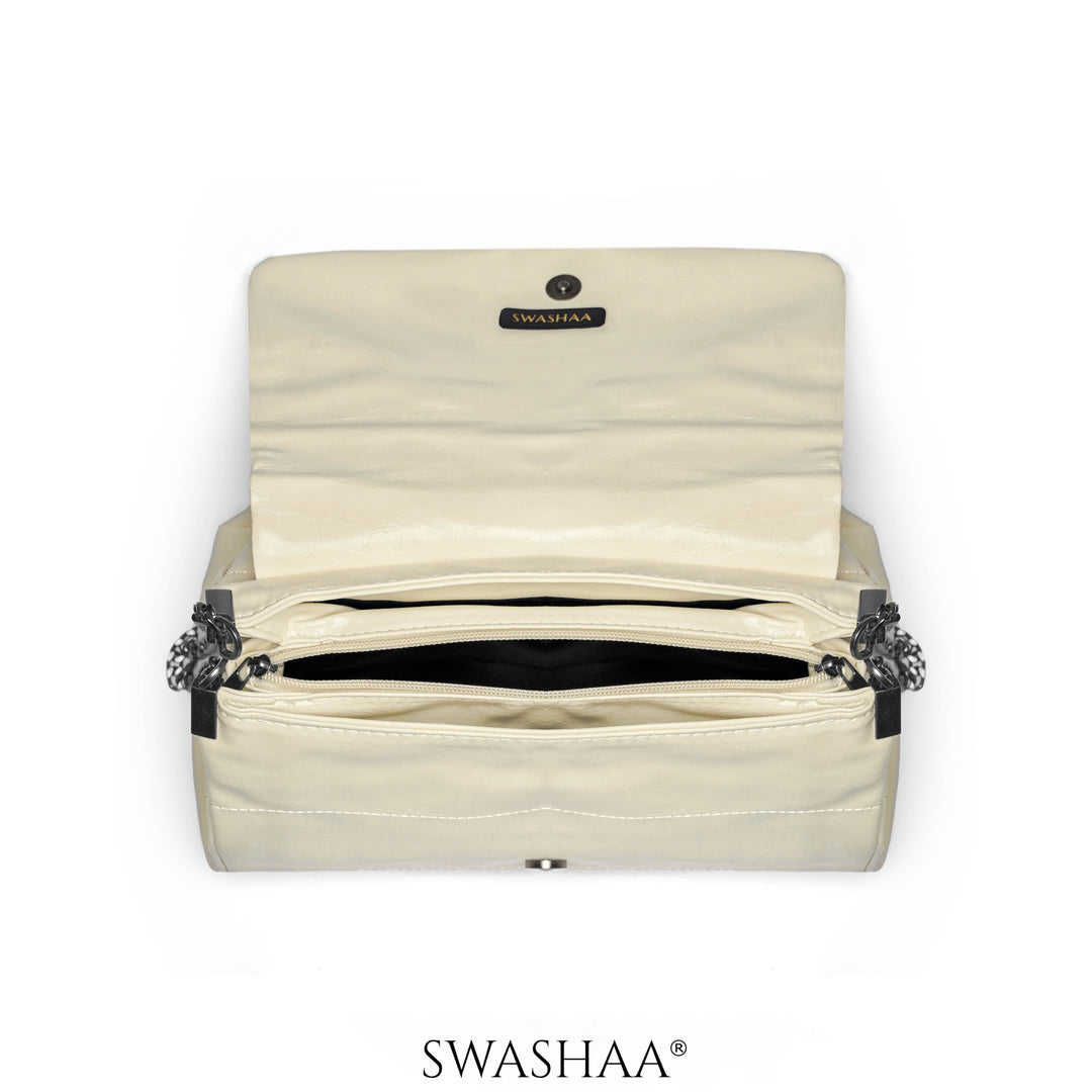 Meadow Cream Leather Shoulder Bag