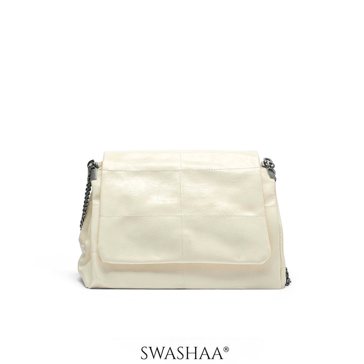 Meadow Cream Leather Shoulder Bag