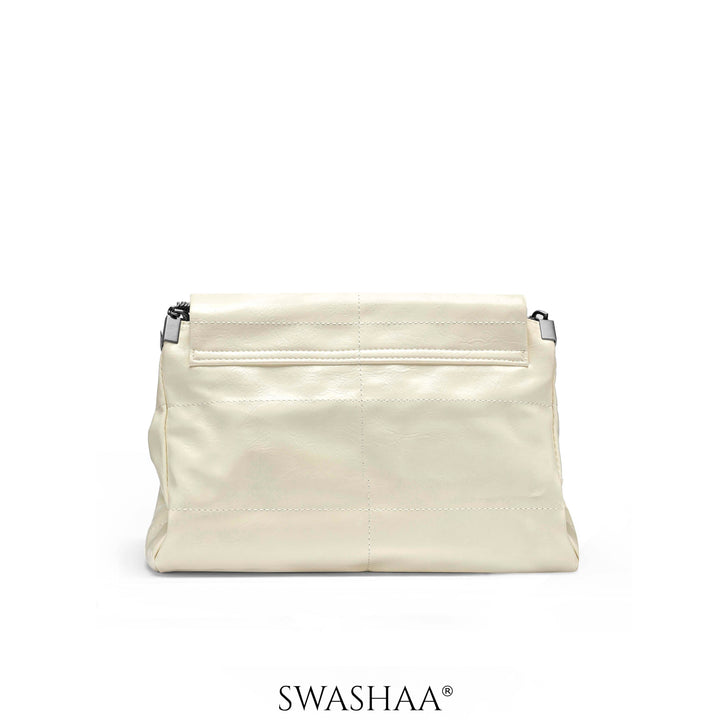 Meadow Cream Leather Shoulder Bag