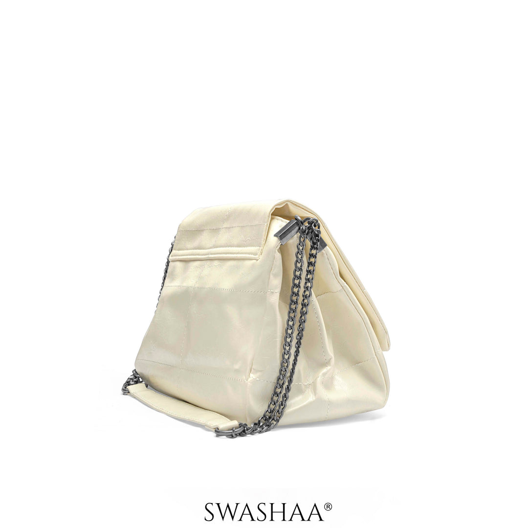 Meadow Cream Leather Shoulder Bag