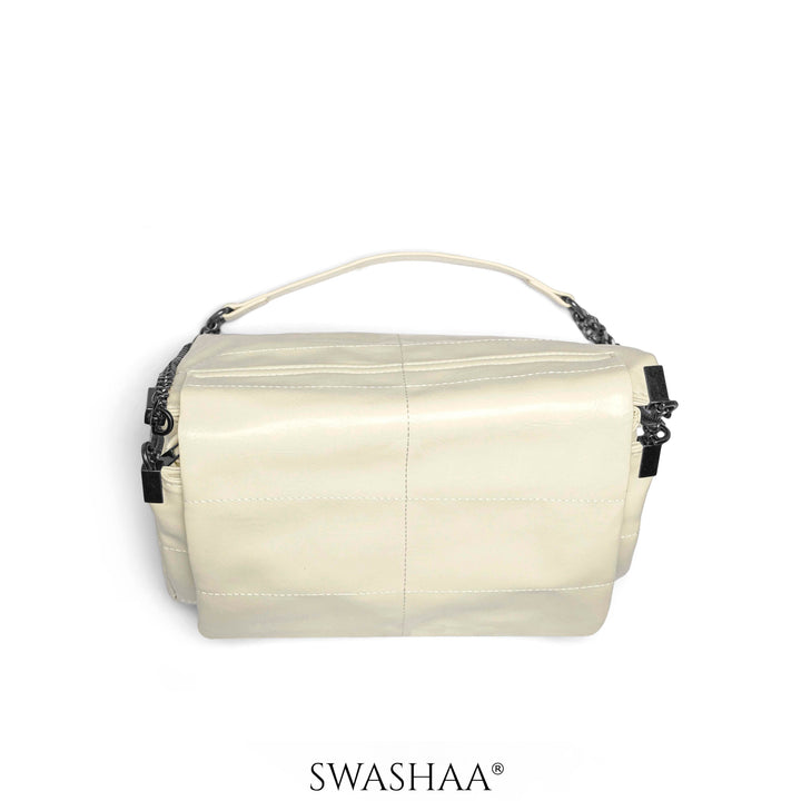 Meadow Cream Leather Shoulder Bag