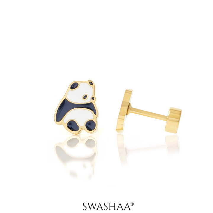 Mei Mei Panda 18K Gold Plated Kid's Earrings