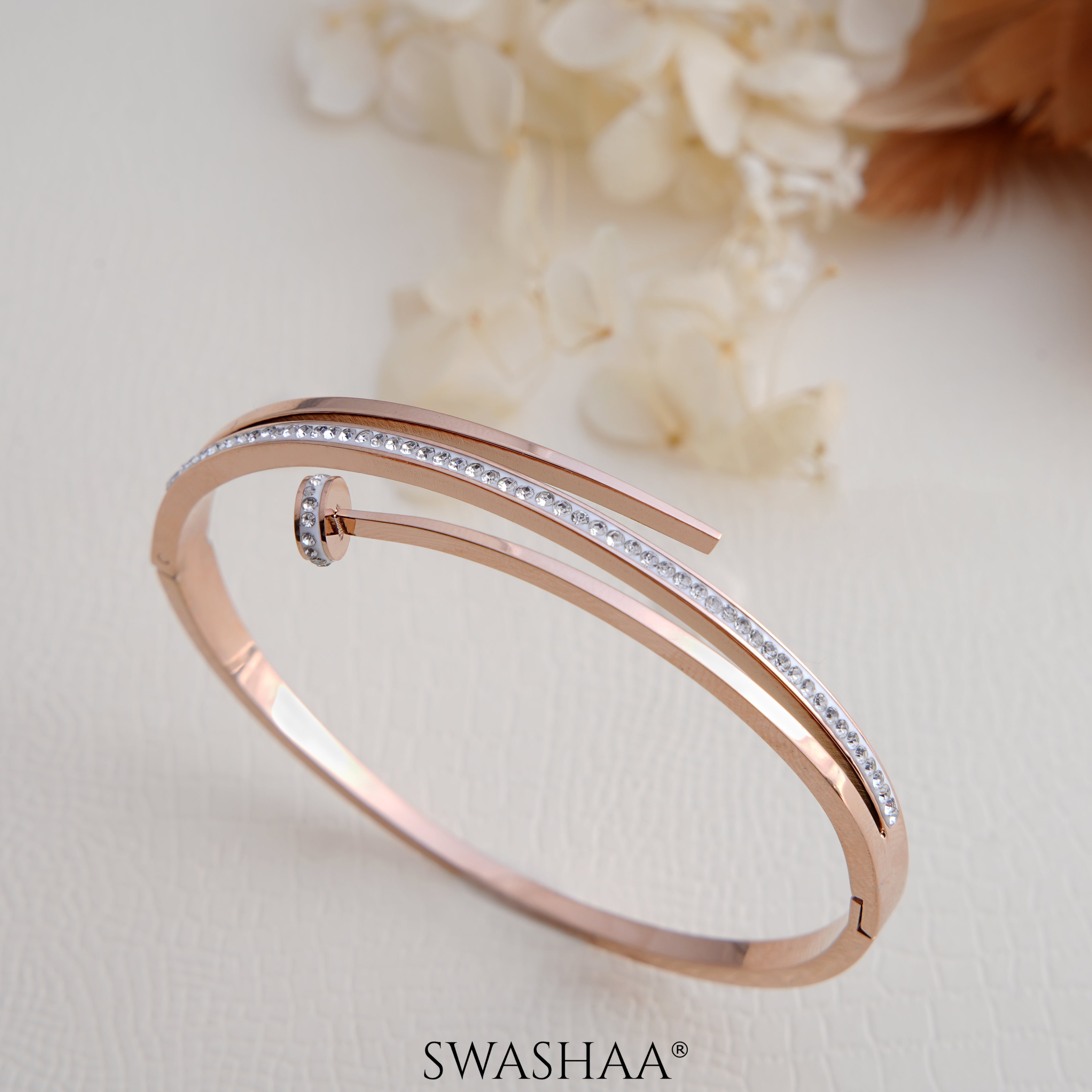 Nail Studded Rosegold Plated Bracelet Swashaa