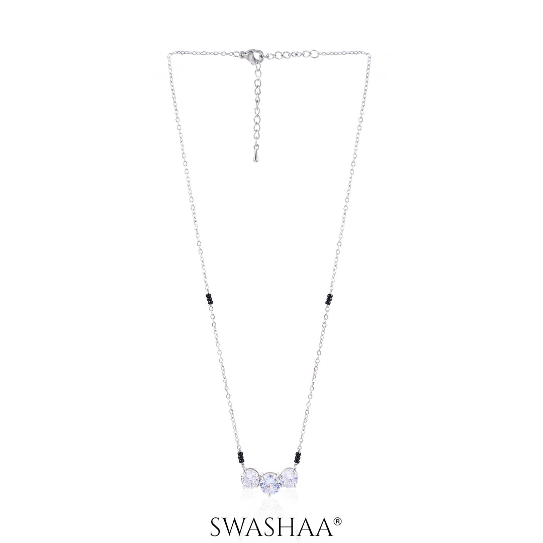 Naksha Solitaire Silver Mangalsutra