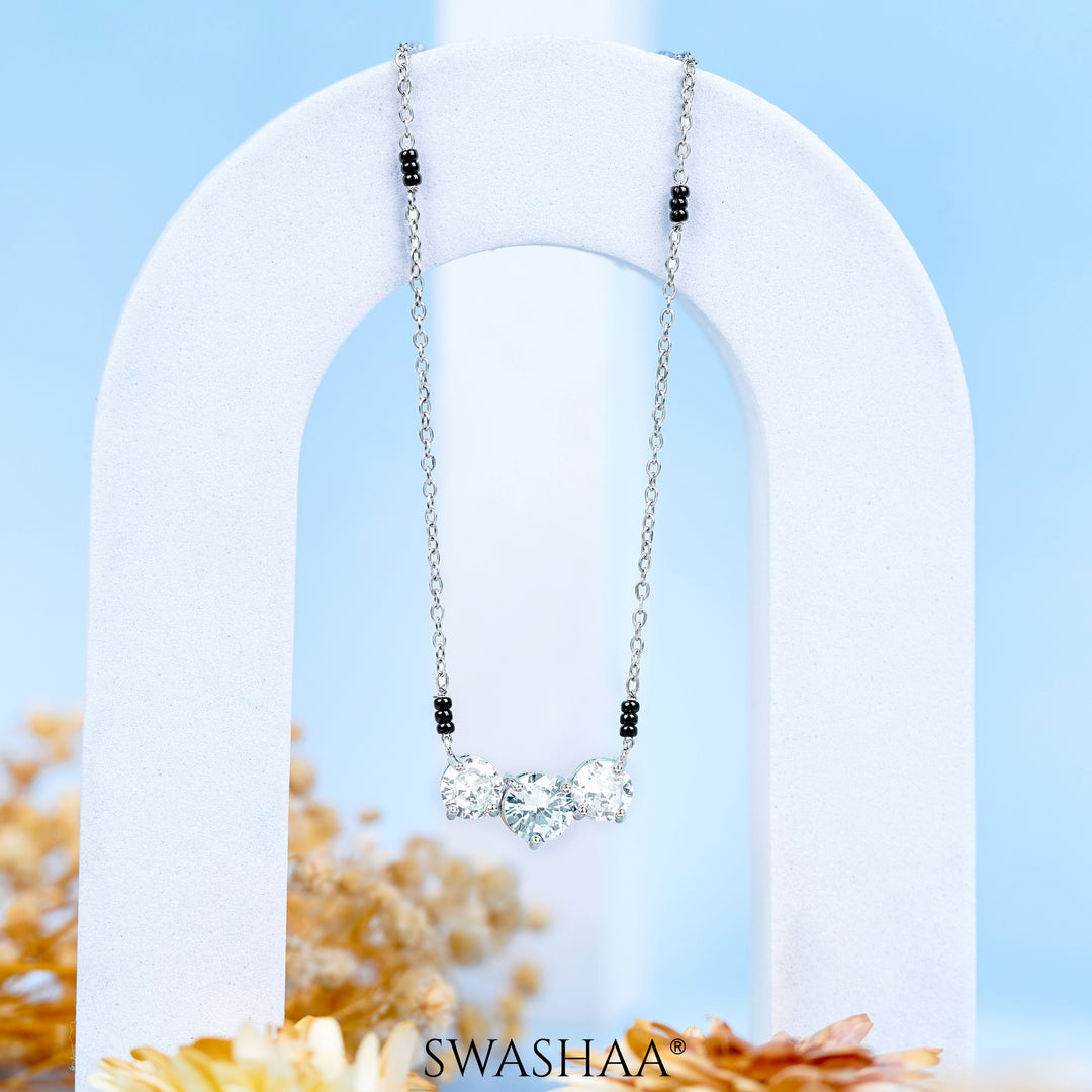 Naksha Solitaire Silver Mangalsutra