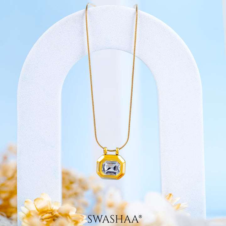 Opulent Solitaire 18K Gold Plated Necklace