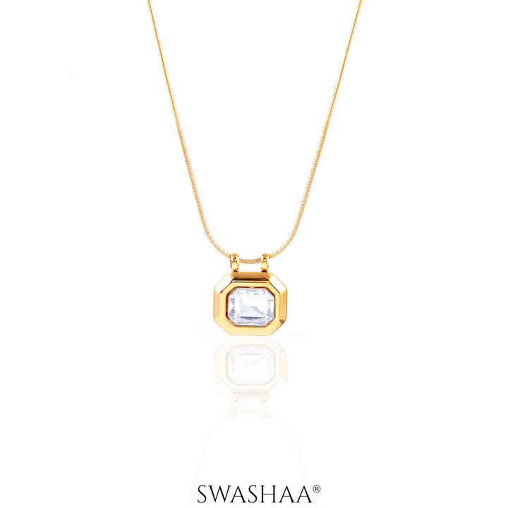 Opulent Solitaire 18K Gold Plated Necklace